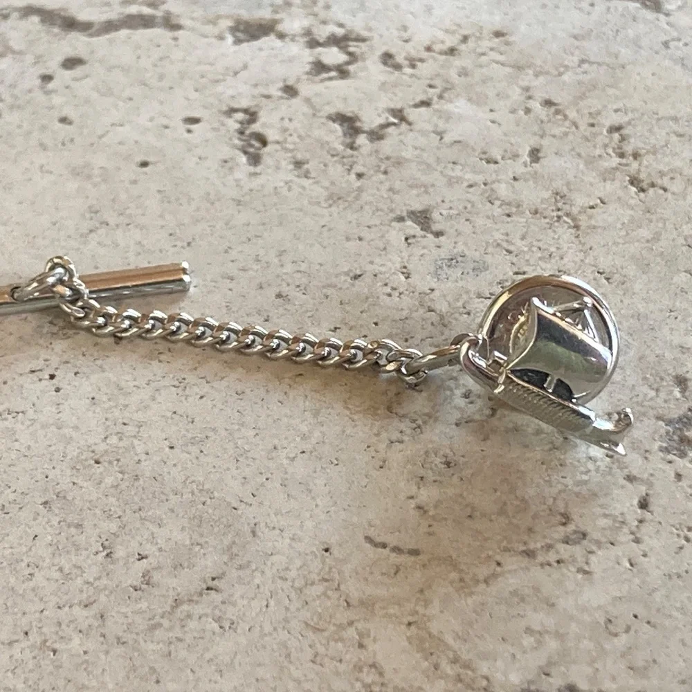 Vintage Arita  Tie Tack / Lapel Pin – Viking Longship Design – Silver Tone – USA